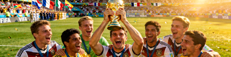 FIFA世界杯决赛，球员捧起大力神杯的经典瞬间
